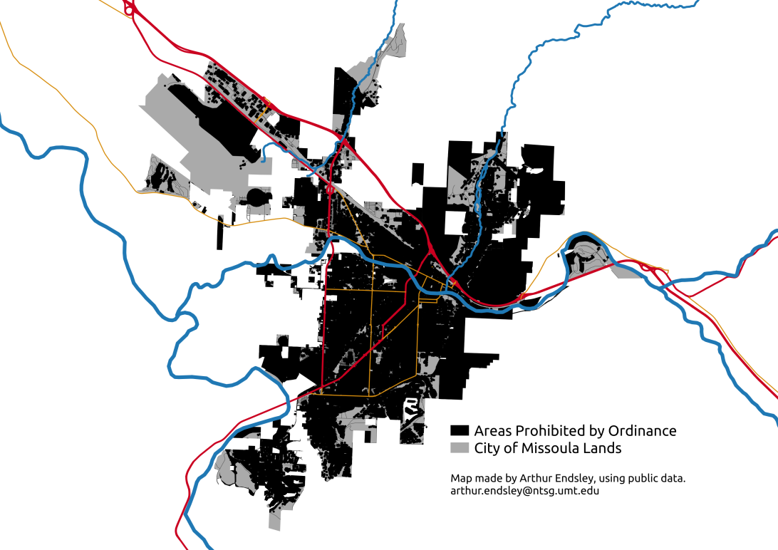 buffer map for Missoula unhoused ordinance